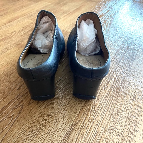 Rockport Womens Black Slip On Leather Shoe Wedge Heel Clog 8 - Picture 5 of 10